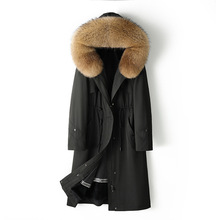 獭兔毛内胆派克服女2025冬季新款皮草外套长款貉子毛领可脱卸大衣