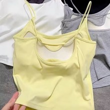 新款6613一根带U字后背吊带背心女带胸垫美背性感打底外穿上衣女