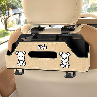 Mobile Phone Holder, Water Cup — Car storage bag/box - sitting-xx-bear-beige-chair-back-multifunctional-storage-box-upgraded-integrated-mobile-phone-holder