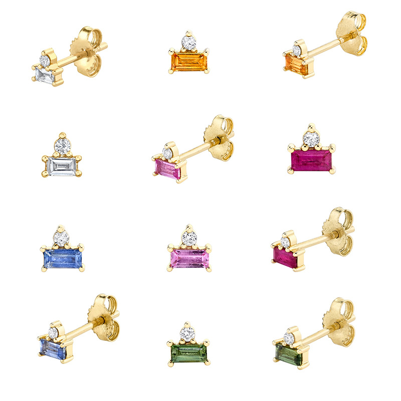 Fashion Geometric Sterling Silver Inlaid Zircon Earrings 1 Piece