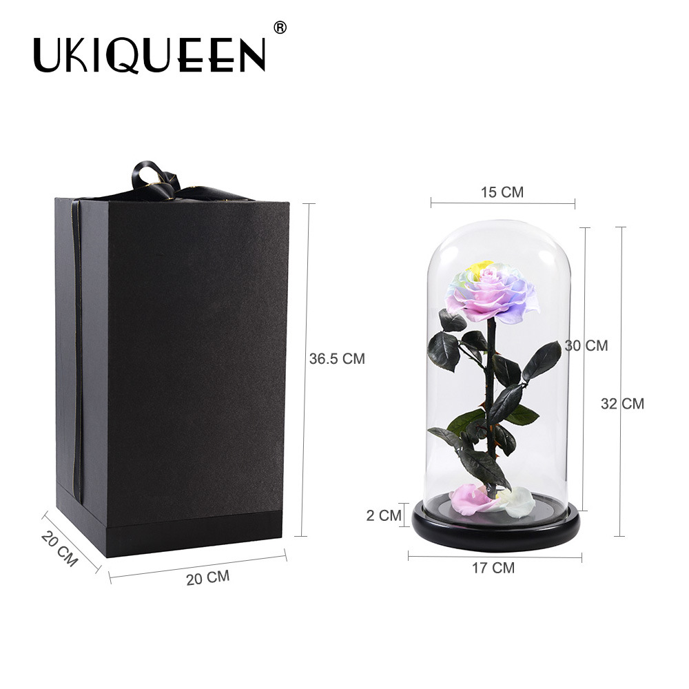Transfronterizos flores de inmortalidad rosa pequeño príncipe cubierta de vidrio productos terminados regalos de día de San Valentín flores de inmortalidad decoración alta al por mayor