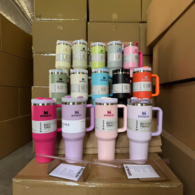 Stanley Insulated Thermos Cup In-Stock for Cross-Border Shipping, 40oz Stainless Steel, Amazon 40 Handle, Car Mount