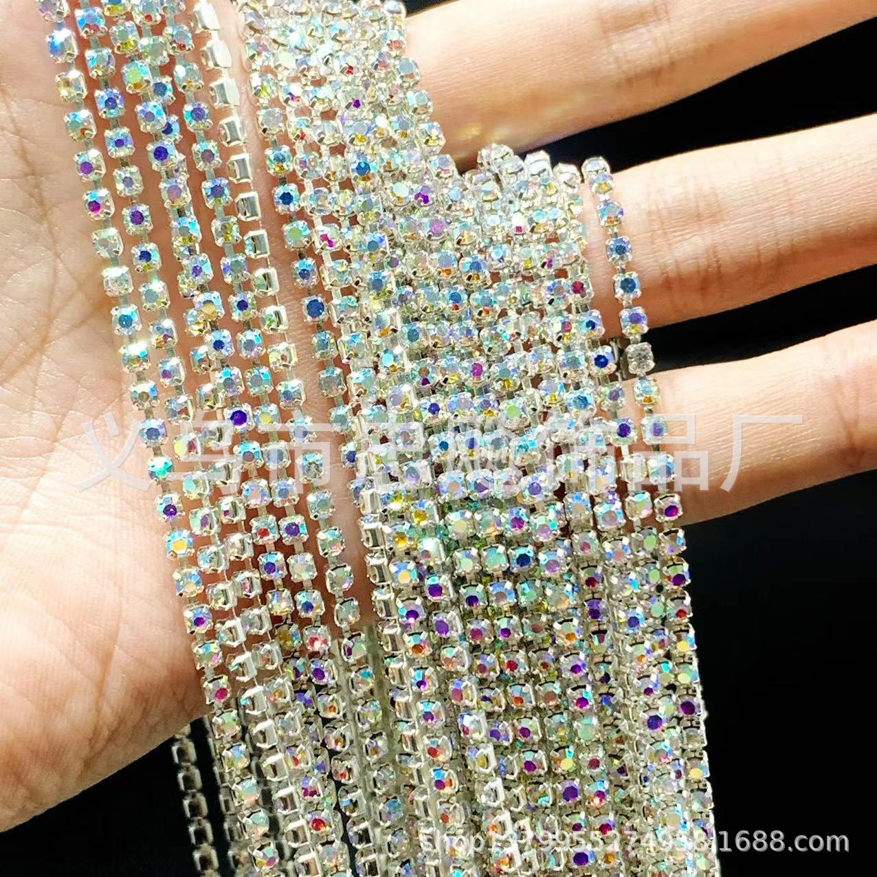 Cadena de garra encriptada de 1.5-4mm, cadena de diamantes de imitación, cadena de garra de cobre, cadena para vestido de novia, cadena para arte de uñas, cadena de encaje DIY hecha a mano para ropa, zapatos y sombreros