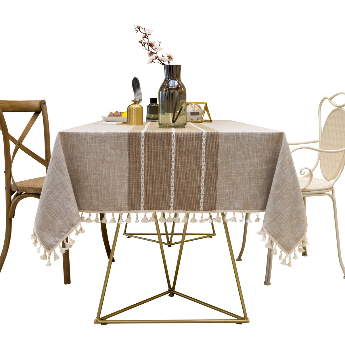 ins wind tablecloth cotton and linen European-style fabric dust-proof dining table cloth coffee table rectangular tablecloth_voghion.com