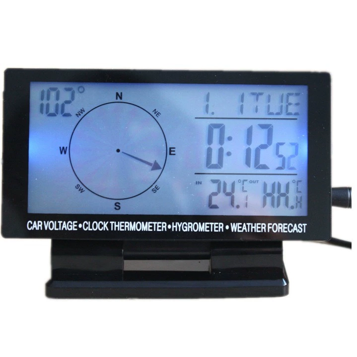 CD60 подсветка большой экран Автомобильный двойной термометр Автомобильный Компас Календарь часы многофункциональные пять-в-одном многофункциональные