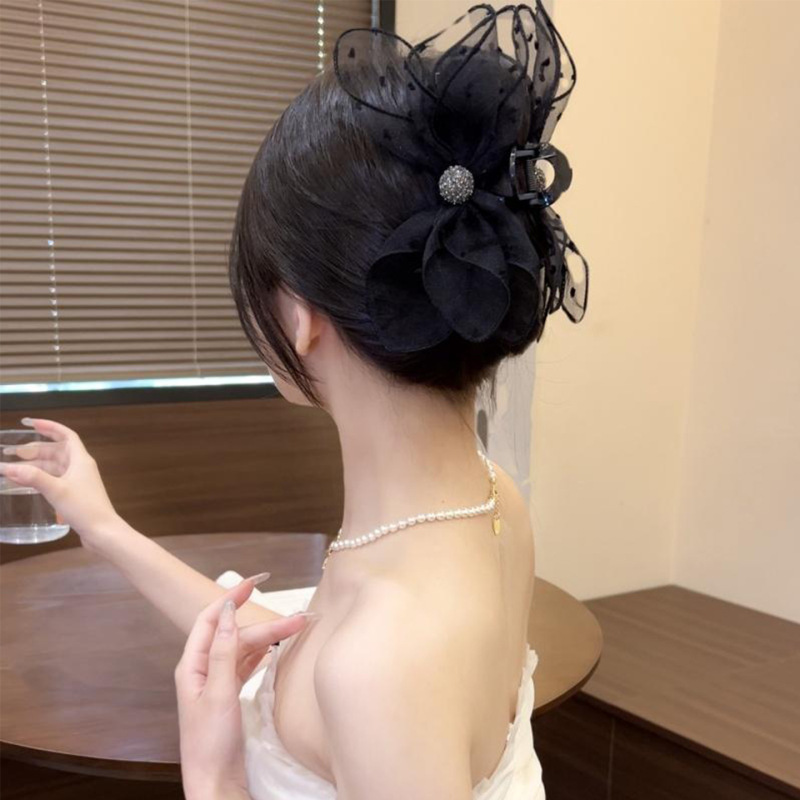フレンチスタイルのレースリボンヘアピン2025新しいハイエンド後頭部ハーフタイヘアピンヘアアクセサリー女性用|undefined
