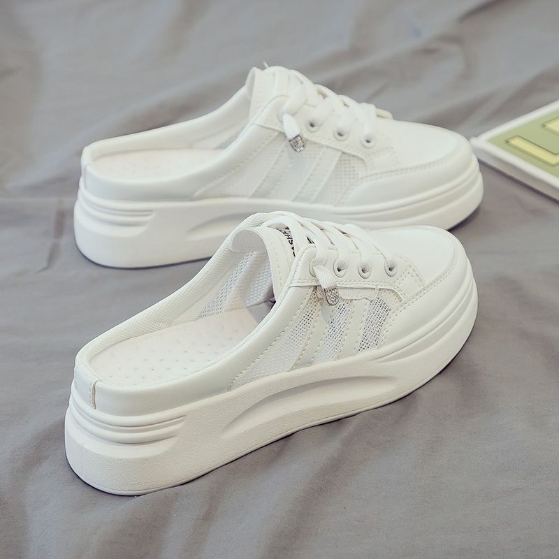 Zapatillas Mules Planas Cerradas para Mujer de Superficie de Red para Uso Diario