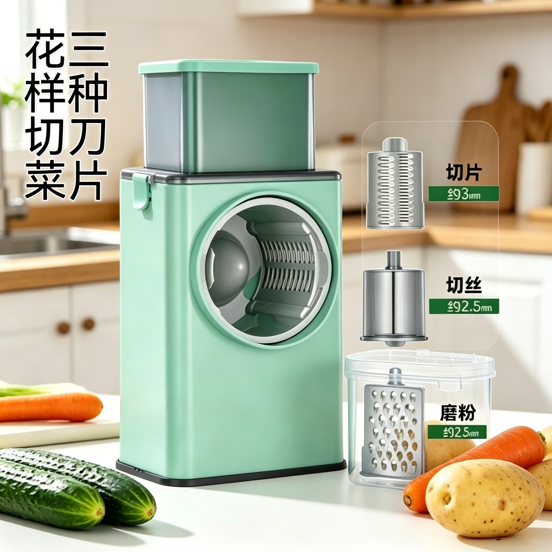 Baofeng Vegetable Cutter Household Multifunctional Drum Grater Potato Shredder Slicer