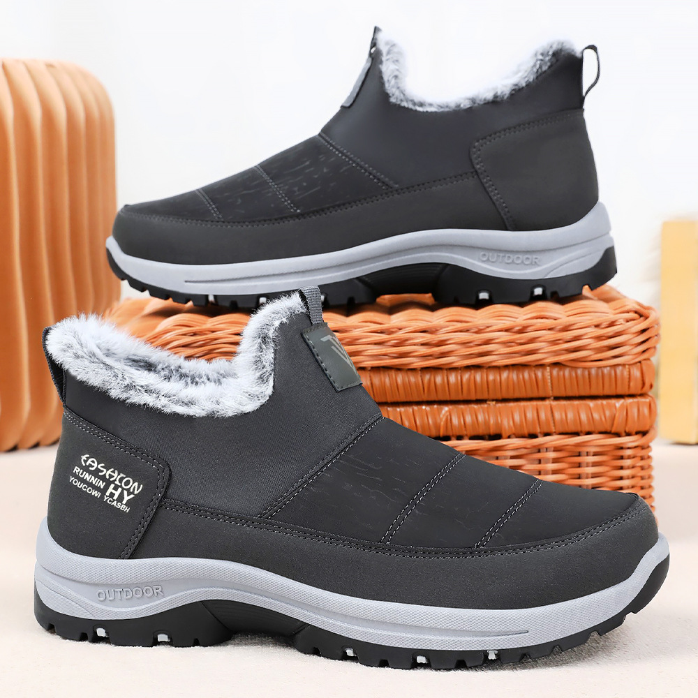 Nuevos zapatos de invierno transfronterizos para caminar con cabello grueso y peluche calentado para hombres zapatos de nieve al aire libre de tamaño grande