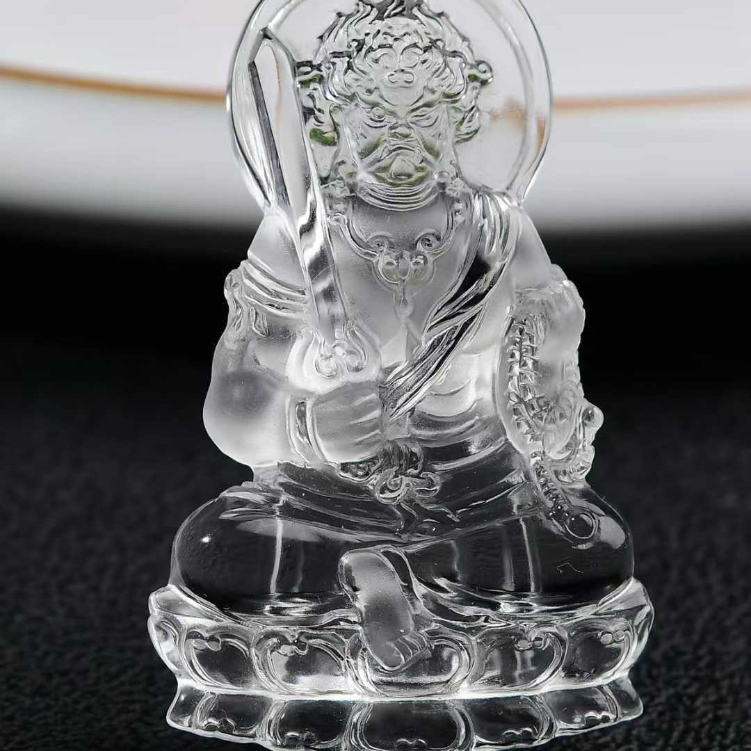 天然白水晶不动明王菩萨无事牌吊坠挂坠生肖鸡守护神项链毛衣链