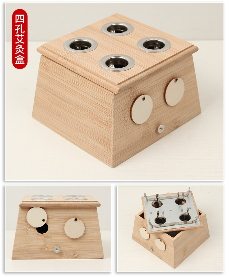 Six Hole Bamboo Moxibustion Box Ai Jiu Ge Traditional Moxa Warming Device for Body Therapy preparation