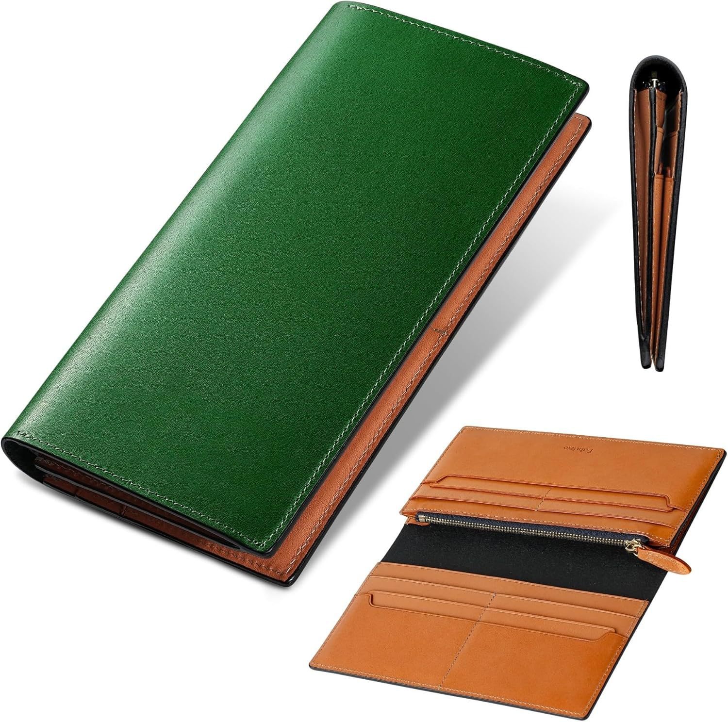 Comercio exterior estilo japonés crema de árbol Tochigi billetera de piel de vaca para hombre bolso largo portátil con cremallera billetera de negocios multifuncional