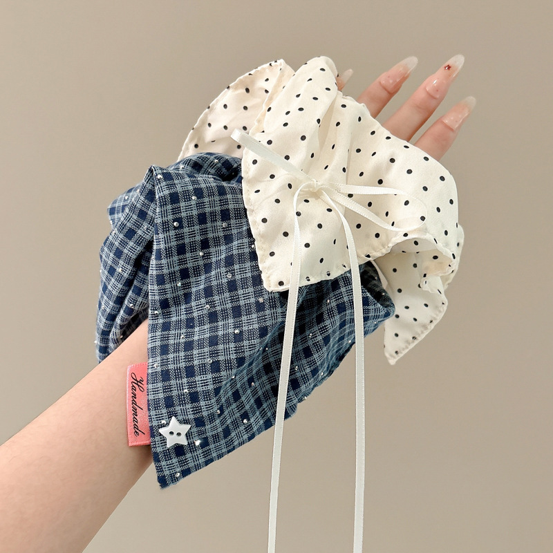 Hermano dulce crema de viento blanco punto de onda anillo de pelo intestino grande lindos toallas cuadradas anillo de pelo femenino de alta calidad con cola de caballo joyas de pelo