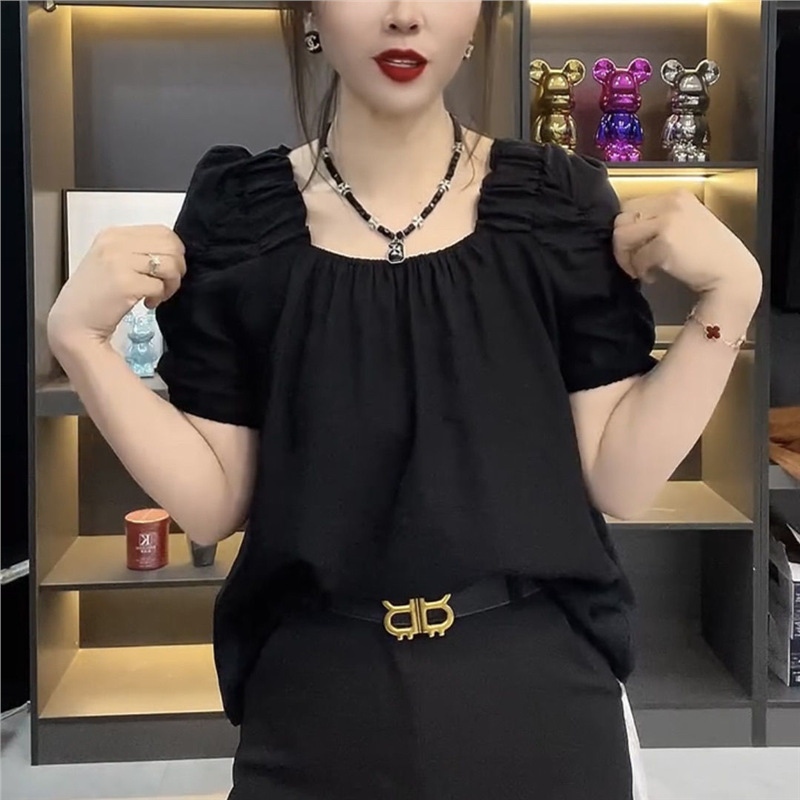 여름 신상품, 패셔너블하고 슬림한 여성용 솔리드 컬러 밑단 셔츠, 다재다능하고 루즈하며 스타일리시한 반팔 티셔츠, 살을 커버하는 탑