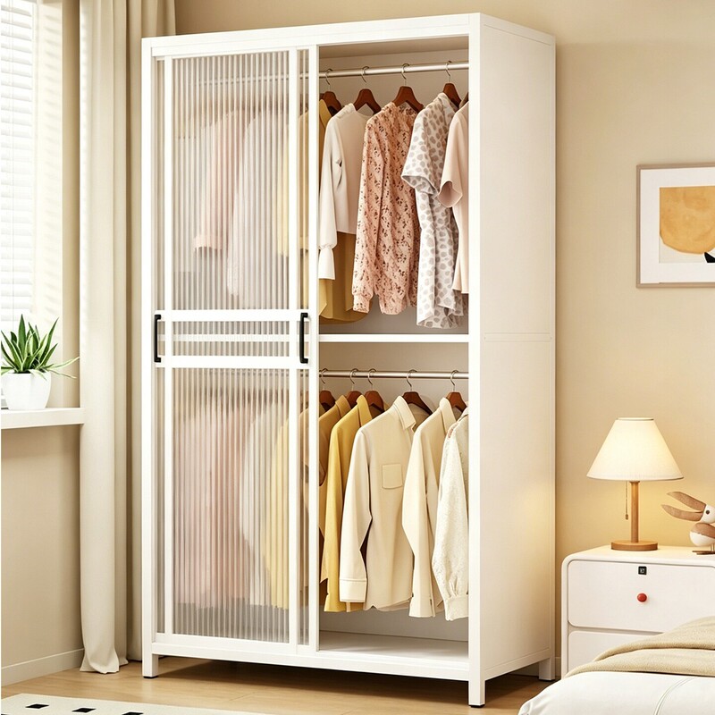 Three Arrows steel wardrobe, for home use, bedroom, with sliding doors, 2026 new model, simple hanging wardrobe, clothes storage cabinet Three Arrows steel wardrobe, for home use, bedroom, with sliding doors, 2026 new model, simple hanging wardrobe, clothes storage cabinet