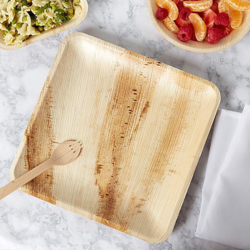 In-Stock Palm Leaf Disposable Bowls, Odorless, Biodegradable Bowls, Ins-Style European and Japanese Palm Leaf Round Bowls Wholesale