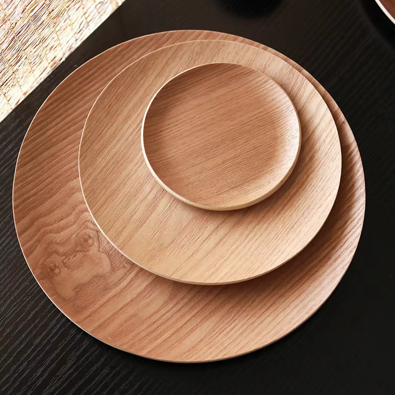 Juggernaut negro muestra japonesa bandeja de té disco horneado plato de comedor de pastel de punto oeste de madera platos de comedor caseros