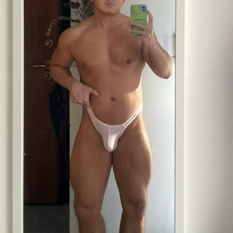 Sexy Low Waist Briefs High Fork Bikini Sexy U Convex Breathable Modal Single Ding T Pants Men's Solid Color Comfortable