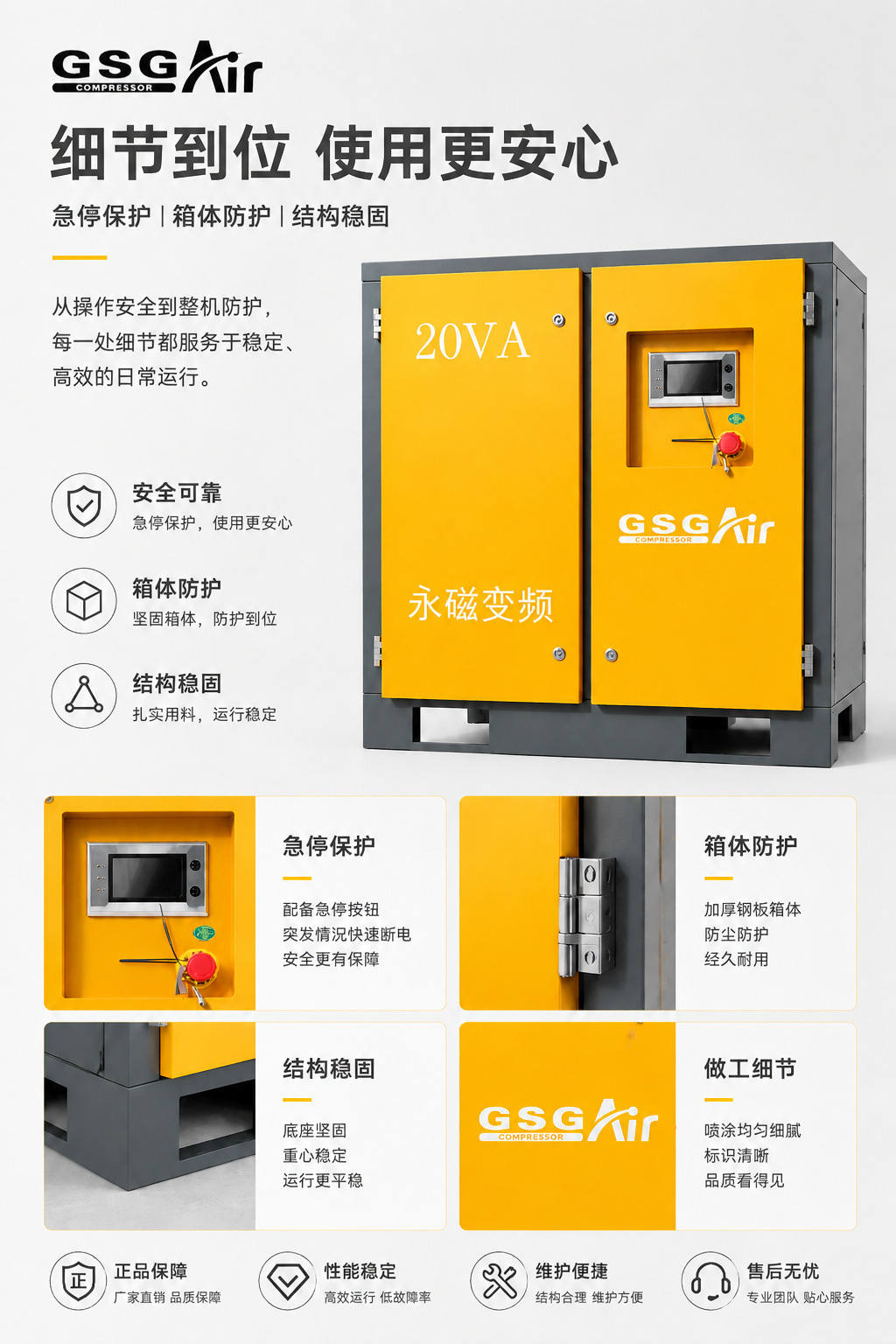 15Kw Permanent Magnet Variable Frequency Screw Air Compressors Commonly Used in Workshops, 20P Stable and Durable Air Compressors, Factory Direct Sales