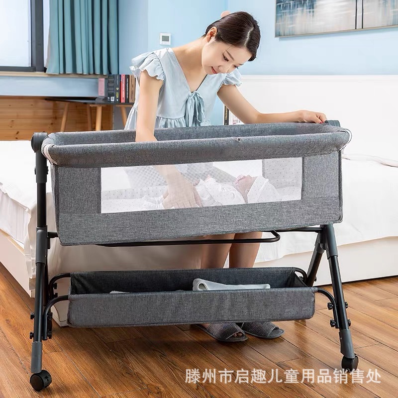 Cuna para bebé, plegable, multifuncional, portátil, cuna móvil, cuna para colocar junto a la cama, cuna para recién nacido, altura ajustable.