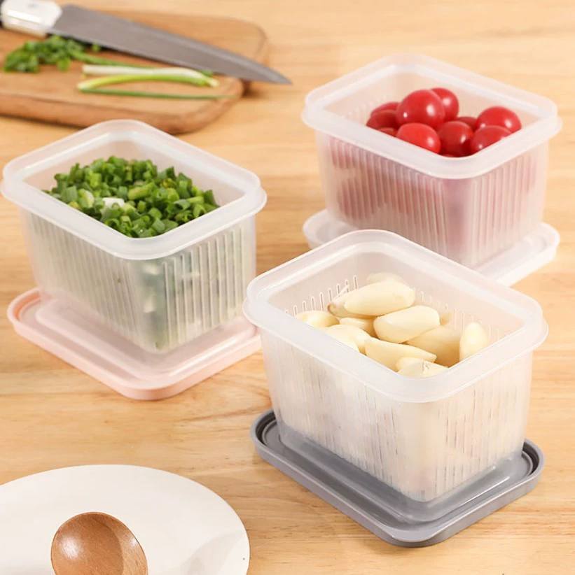 Бытовая кухня Пищевой контейнер для хранения замороженных фруктов, лука, имбиря и чеснока Герметичный ящик Холодильник Ящик для хранения свежести