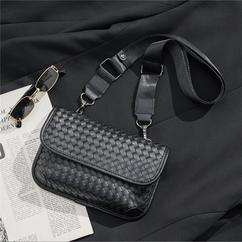2026 New Fashionable Handmade Woven Chest Bag, Casual Small Square Shoulder Bag, Street Style Men's Bag, Crossbody Bag, Mobile Phone Bag