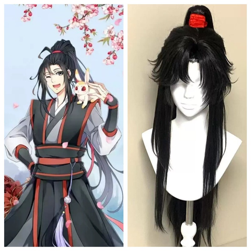 Magic Sutra Master Breathable Rose Net Wei Wuxian High Ponytail Red Ribbon Ancient Style Youth Cosplay Wig