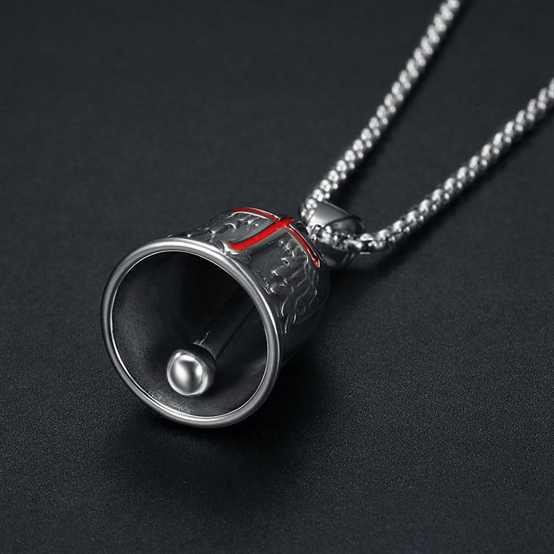 Punk Style 1 Piece Punk Cross Bell Stainless Steel Men's Pendant Necklace