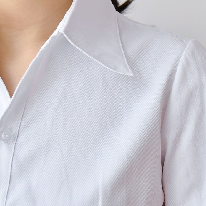 新款白衬衫斜纹女假领职业装正装工作服收腰高棉上班办公白衬衣|ru