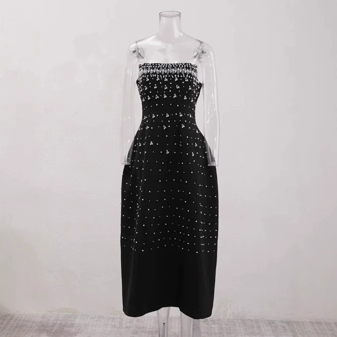 Высококачественное платье без бретелек в форме песочных часов, ручная работа со стразами во французском стиле, короткое вечернее платье в стиле ретро.