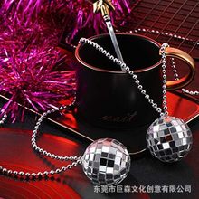 节日镜面球镭射迪斯科球酒吧舞会派对魔球摄影圣诞道具球项链装饰