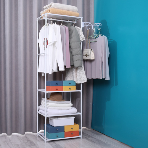 Simple coat rack floor-standing clothes rack household simple assembled clothes hanger storage and organization clothes hanger bag rack