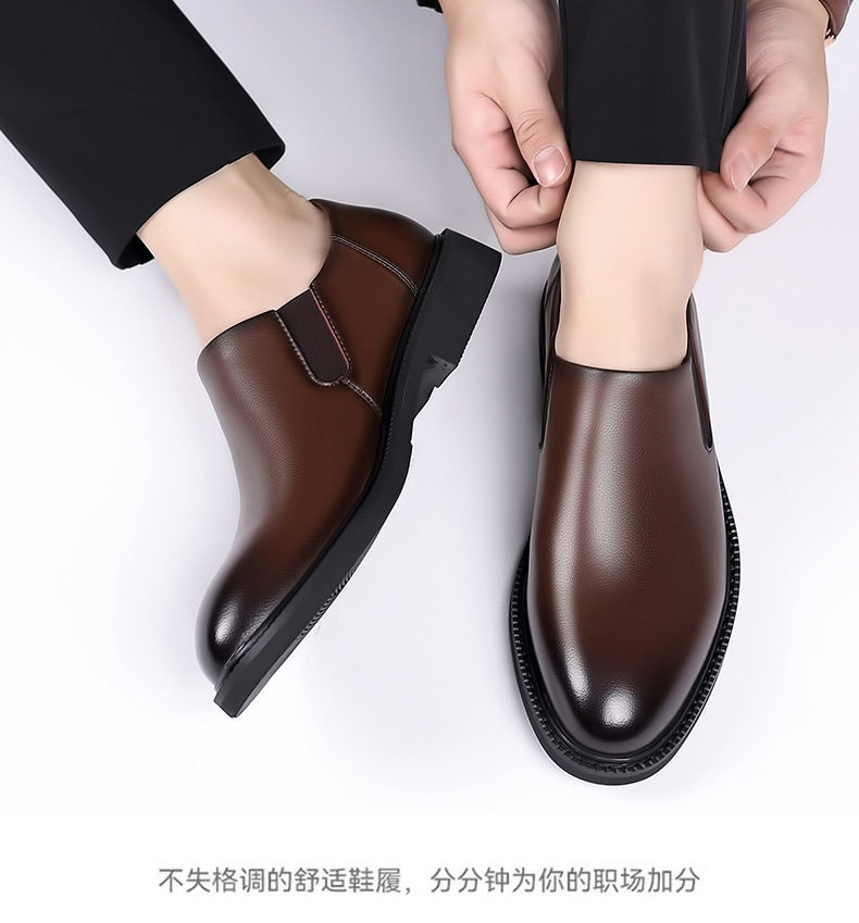 Giày da nam công sở mũi nhọn cổ thấp, kiểu lười xỏ chân, đế cao su êm chân — Màu nâu, Màu đen chi tiết 19