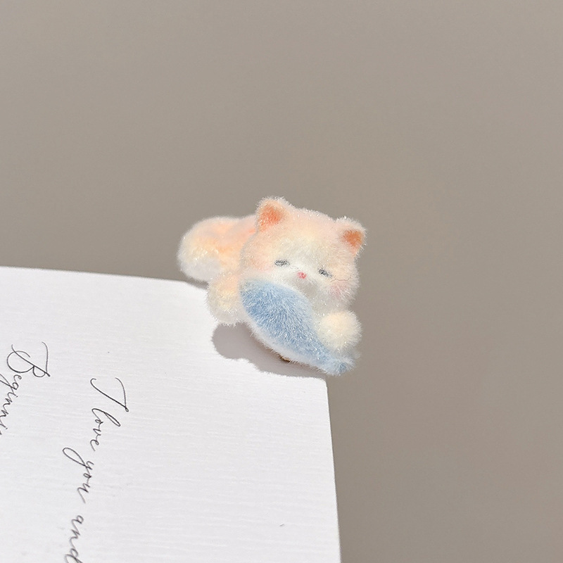 植绒猫咪发夹女2025新款高级感可爱少女侧边刘海夹发卡鸭嘴夹头饰|undefined