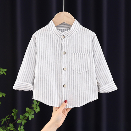 Children's Striped Long Sleeve Shirt for Boys and Girls - 2024 Autumn Fashion, Baby and Toddler Casual Top, Trendy and Stylish