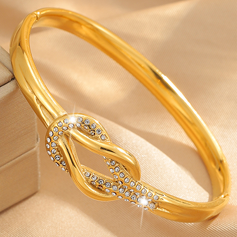 Brazalete de acero de titanio de moda europea y americana para chicas 18k oro no decolor joyas de acero de titanio joyas image 4