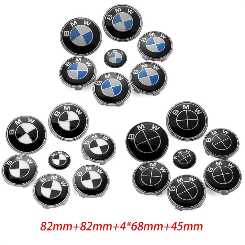 Подходит для BMW модифицированный спереди и сзади черно-белый углеродный логотип автомобиля 7 комплектов колес колес