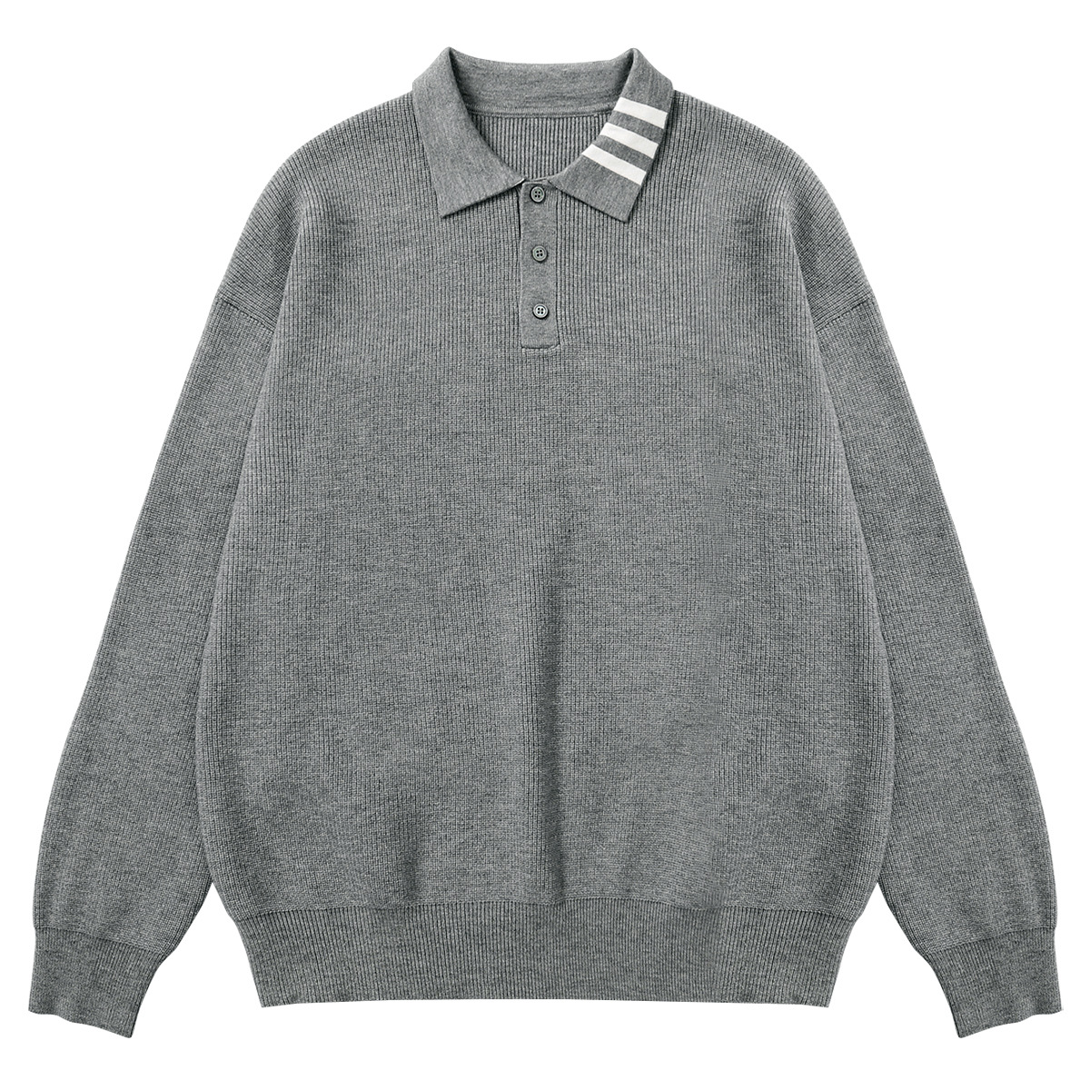 APO men's |ins trendy collar three contrasting color sweater 2023 Autumn/winter Modal anti-pinion sweater top