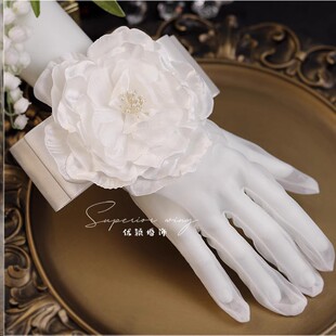 Bridal Wedding Dress Wedding Gloves Flower Wedding Accessories Banquet Ball Party Opera Camellia French Photo