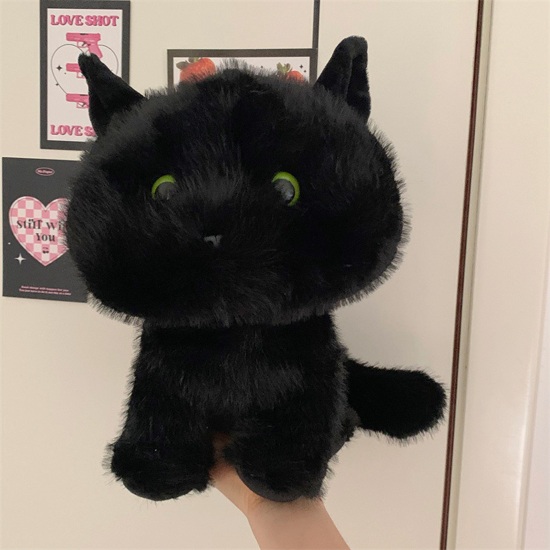 작은 빨간 책 폭발 검은 석탄 공 고양이 귀여운 고양이 봉제 장난감 인형 장식품 소녀 선물 어린이 생일