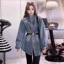 欧货爆款重工加绒牛仔外套女2025早春新款高级复古金属扣加厚衬衫