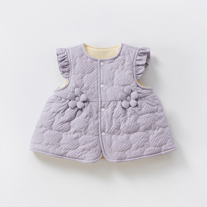 Bebé niña chaleco falda Otoño e Invierno ropa exterior ropa de invierno forrada de lana engrosada estilo occidental abrigo Chaleco de bebé image 9