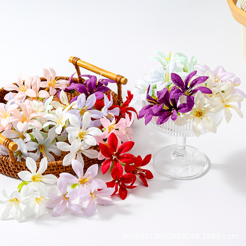 Cross-Border Dew Lily Artificial Flower DIY Material Package Flower Head Headdress Garland Flower Wall Decoration Accessories Wholesale Cross-Border Dew Lily Artificial Flower DIY Material Package Flower Head Headdress Garland Flower Wall Decoration Accessories Wholesale