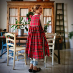 秋冬新款格子背带裙套装韩版长袖连衣裙节日穿搭