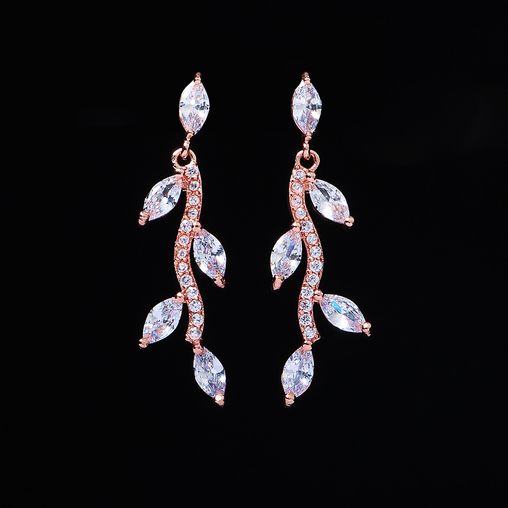 fashion long leaf zircon earringspicture6