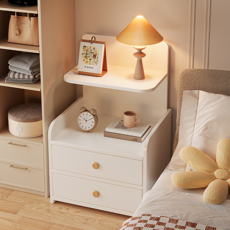 Estante de mesita de noche, dormitorio doméstico pequeño, armario de almacenamiento simple, habitación de alquiler integrada, armario de almacenamiento junto a la cama