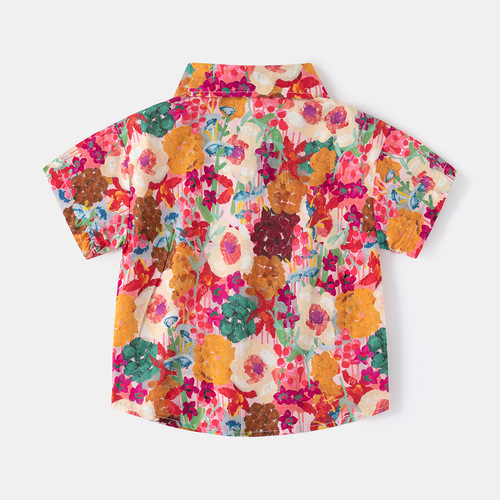 Men's Toddler Doodle Short Sleeve Shirt Summer New Children's Clothing Boy Baby Printed Shirt Children's Flower Shirt Children's Clothing Wholesale