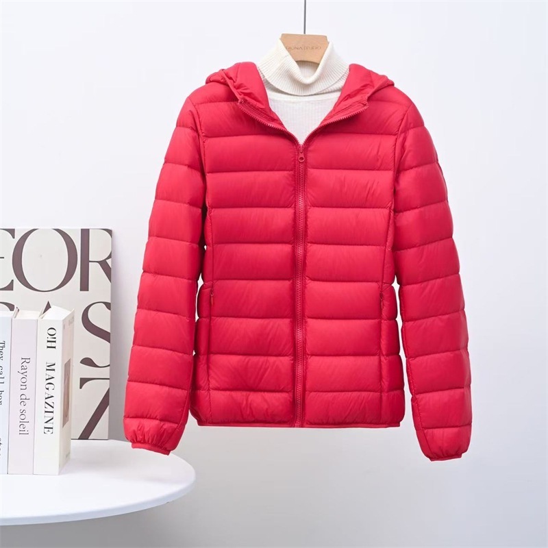 跨境2025秋冬新款轻薄款羽绒服女短款连帽白鸭绒修身大码轻便外套|undefined