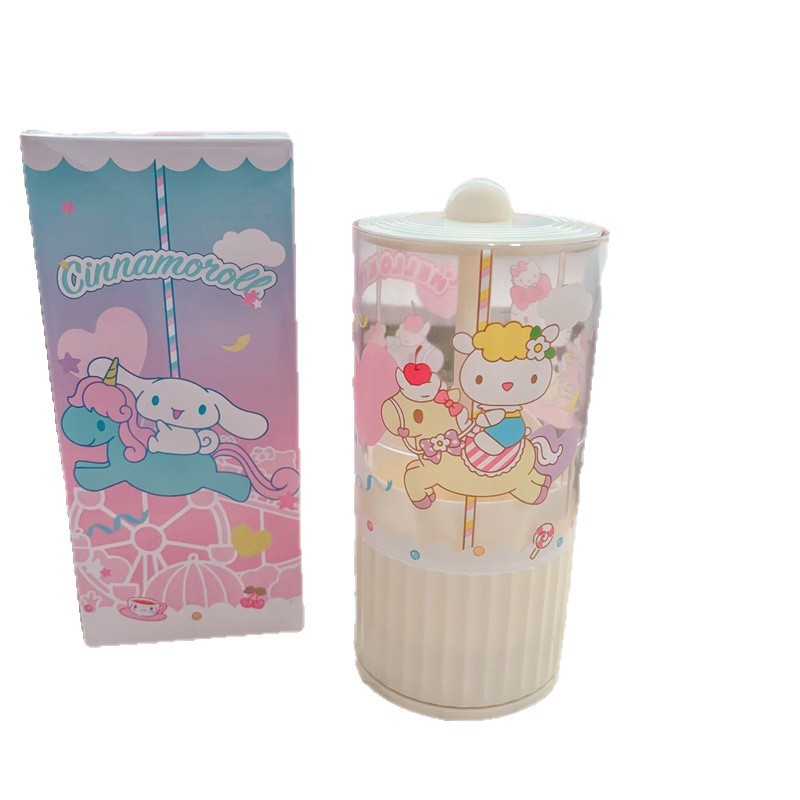 新款可爱少女心桌面旋转笔筒日系卡通弹簧伸缩按压文具收纳笔筒|undefined