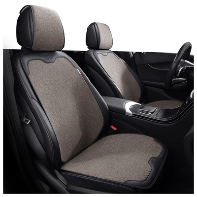 Car seat cushion four seasons Universal half pack car seat cover cotton linen business seat cushion Internet celebrity small waist seat cover generation hair (Seat cushion, seat cover) - khaki-monolithic